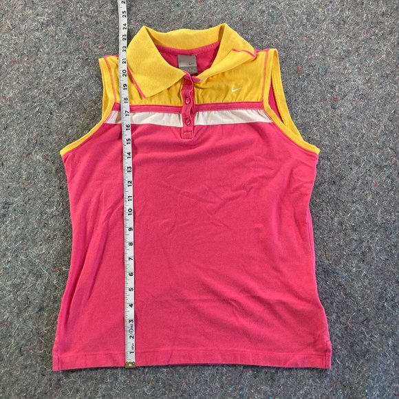 Nike Women's Pink and Yellow Polo Tour Performance Dri Fit Shirt Size M - Picture 5 of 10